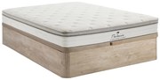 Zestaw 140 x 190 cm łóżko ze skrzynią jasny naturalny + materac z kieszeniowymi sprężynami 7 stref z warstwą TPE gr.28cm - ONEBIA de PALACIO