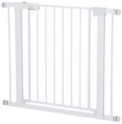 PawHut Barierka z drzwiczkami dla kotów Bramka zabezpieczająca biała regulowana 75-96x5x76cm | Aosom PL