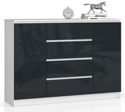 Komoda w połysku do biura biała + grafit H4-W86