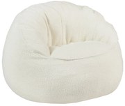 Fotel pufa muszla z białej bukli - FONADO