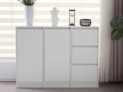Nowoczesny bufet - 2 drzwi i 3 szuflady - z regulowanymi półkami - Biały