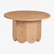 Okrągły Drewniany Stolik Kawowy (ø80 Cm) W Style Vinesey Fornir Jesionowy - Sklum