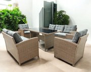 Zestaw mebli stołowych do ogrodu Tasos 020-2 naturalny, poduszki szare