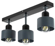 Antracytowo-czarna lampa sufitowa, trzypunktowy spot DAN50x7SC z drewn