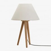 Lampa Stołowa Z Drewna Mango Simona Drewno Mango & Biały Ø40 Cm - ↑20 Cm Menorca - Sklum