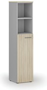 Szafa biurowa kombinowana PRIMO GRAY, drzwi na 3 poziomach, 400 x 420 x 1781 mm, szary/dąb naturalny