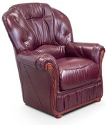 Fotel 100% skóry bawolej DAPHNE - Kolor: bordowy