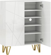 HOMCOM Szafka na buty z 2 drzwiami, regał na buty, przechowywanie obuwia z 3 regulowanymi półkami 72 x 31,5 x 95 cm, Biały
