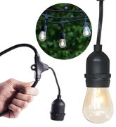 Sznur świetlny LED, wodoodporny, 15 lampek z diodami LED, gwint E27, 14,6 m, barwa światła ciepła biel