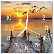 Zegar szklany kwadratowy Most jezioro