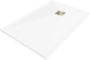 Mexen Stone+ brodzik kompozytowy prostokątny 80 x 70 cm, biały, maskownica złota - 44107080-G