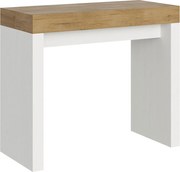 Konsola rozkładana 90x40/196 cm Roxell Mix Small Blat Dąb naturalny - Struktura Frassino biała