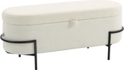 HOMCOM Pufa ze schowkiem, pufa z pokrywą i miejscem do przechowywania, metalowe nogi, pufa tapicerowana z pokryciem fleecowym, Kremowobiały