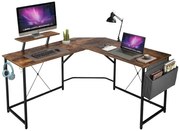 Brązowe podwójne biurko dla rodzeństwa H4-P79