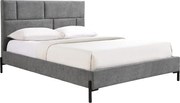 Łóżko 160 x 200 cm z tapicerowanym zagłówkiem – Tkanina – Szary – NOULAVO