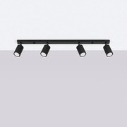 Lampa sufitowa minimalistyczny Gloow, aluminium - 4 źródło światła 4000K - L.81 x H.16.5 cm - czarny