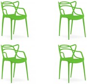 Zestaw 4 zielonych krzeseł plastikowych KATO