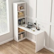 Białe biurko z półkami 125x50x181 cm – Ergonomiczna powierzchnia robocza o nowoczesnym designie