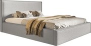 Łóżko dwuosobowe 140x200 cm Kyoto z pojemnikiem - tkanina boucle, jasny szary (Anthology 15)