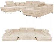 Narożnik kształt U rozkładany f. spania Savio Family meble beżowy sztruks