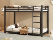 Łóżko piętrowe dla dzieci 90x200cm z metalu - Czarny