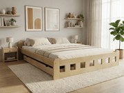 Łóżko Naomi podwyższone 140 x 200 cm, sosna Stelaż: Ze stelażem listwowym rolowanym elastycznym, Materac: Materac Sommera 18 cm