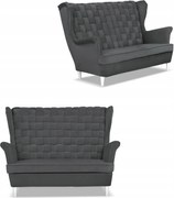 Sofa uszak Carol grafit skandynawska kanapa 2-os. sprężynach Family Meble