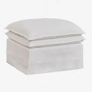 Puf Grace Z Lnu I Bawełny Tkaniny Distressed White - Sklum