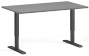 Biurko z regulacją wysokości, 140x80 cm, 1 silnik, czarna podstawa, grafit