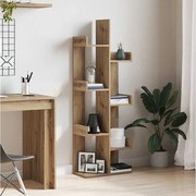 Ręcznie wykonana biblioteczka narożna z dębu 48x25,5x140 cm drewno inżynieryjne 8 solidnych półek bez LED