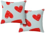 Zestaw 2 szt. dekoracyjnych poszewek na poduszki WARM HEART 45x45 cm, jasnoniebieski