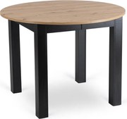 Stół Okrągły Rozkładany HARRY 102-142 cm Dąb Artisan/Czarny Nowoczesny