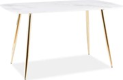 Stół CERES 140x80 biały marmur/złoty SIGNAL