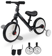 HOMCOM Rowerek Biegowy 2 w 1 Dla Dzieci Z Kółkami Podporowymi i Pedałami 2-5 Lat PP Czarny | Aosom PL