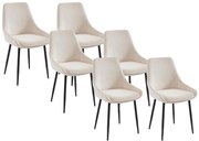 Zestaw 6 krzeseł ze sztruksu i metalu - Kremowy - MASURIE