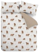 Brązowo-beżowa pościel dwuosobowa 230x220 cm Angus Highland Cow – Catherine Lansfield