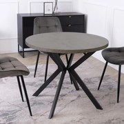 Stół Okrągły Rozkładany LUGO 90-190 cm Beton/Czarny Loft