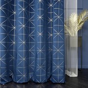 Zasłona welurowa na przelotkach ze srebrną folia 140x260 granatowa