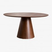 Okrągły Drewniany Stół Jadalny Aura Fornir Orzechowy & Ø150 Cm & Fornir Orzechowy - Sklum