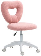 HOMCOM Fotel Biurowy, Sercowate Oparcie, Obrotowy, Pokryty Polarem Teddy, Różowy