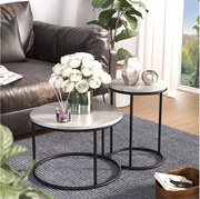 Zestaw stolików kawowych biały marmur 55x55x34.5 ottawa