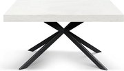Stół drewniany, białe wykończenie, podstawa X antracyt, rozkładany 160x90 - CAMAIORE