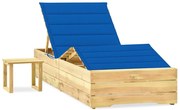 Ciemnoniebieska leżanka ogrodowa z poduszką i stolikiem S1-R40