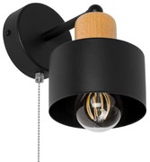 Czarny kinkiet LED SHWD-BU1010SC jednopunktowy z metalu i drewna z włą
