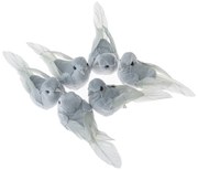 Zestaw szarych ptaszków z klipsem, 8,5 cm, 6 szt.