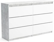Duża komoda 6 SZUFLAD Szafka 120 cm ARIA Beton/Biały