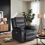 Fotel Masujący JASPER Elektryczny Rozkładany z Podnóżkiem Ciemnoszary Nowoczesny