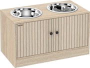 PawHut Stacja karmienia dla psa z 2 miskami ze stali nierdzewnej, szafka na akcesoria, dla dużych psów, akcesoria, drewno | Aosom PL