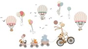Naklejka ścienna dla dzieci Ambiance Animals and Hot Air Balloons in the Clouds, 90 x 60 cm