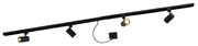 Szynowy system jednofazowy czarny z 4 reflektorami i zasilaczem I-power kwadratowy - Jeana